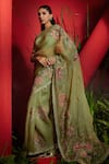 Shreeka_Green Silk Organza Embroidered Dabka Round And Zari Saree With Blouse _Online_at_Aza_Fashions