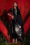 Shreeka_Black Silk, Organza, Chanderi Embroidery, Zari, Padma Kurti Palazzo Pant Set _Online_at_Aza_Fashions