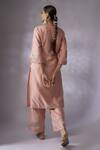 Shop_Shreeka_Pink Silk Organza, Silk, Chanderi Pearls, Lotus Pond Kurta Palazzo Pant Set _at_Aza_Fashions