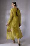 Shop_Shreeka_Green Silk Organza Embroidery Applique Slip Petunia Bloom Jacket Pant Set _at_Aza_Fashions