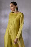 Buy_Shreeka_Green Silk Organza Embroidery Applique Slip Petunia Bloom Jacket Pant Set _Online_at_Aza_Fashions