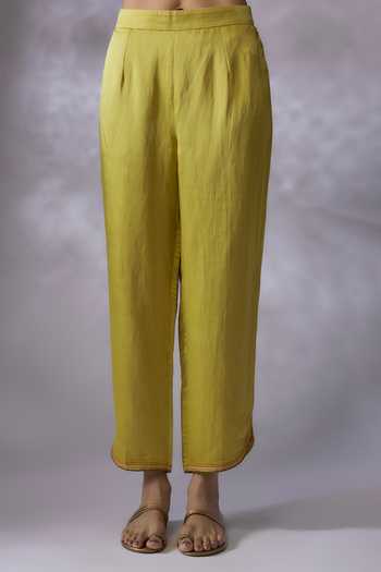 Shreeka_Green Organza, Satin, Rafflesia Bloom Embroidered Kurta Pant Set _Online_at_Aza_Fashions