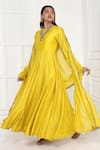 Komal Shah Yellow Chanderi Sequins, Beads, Zari, Floral Embroidered Anarkali With Dupatta Online at Aza Fashions Komal Shah_Yellow Chanderi Sequins, Beads, Zari, Floral Embroidered Anarkali With Dupatta _Online_at_Aza_Fashions