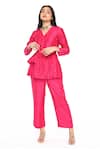Buy_Komal Shah_Pink Chanderi Embroidery V-neck Badla Top And Pant Set _at_Aza_Fashions