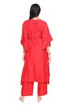 Shop_Komal Shah_Red Chanderi Embroidery Round Neck Hand Kaftan With Pant _at_Aza_Fashions