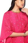 Buy_Komal Shah_Pink Chanderi Embroidery Round Neck Floral Hand Kaftan With Pant _Online_at_Aza_Fashions
