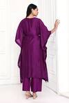 Shop_Komal Shah_Purple Chanderi Embroidery Round Neck Flower Hand Kaftan With Pant _at_Aza_Fashions