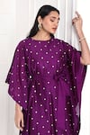 Buy_Komal Shah_Purple Chanderi Embroidery Round Neck Flower Hand Kaftan With Pant _Online_at_Aza_Fashions