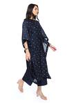 Komal Shah_Blue Chanderi Embroidery Round Neck Floweret Hand Kaftan With Pant _Online_at_Aza_Fashions