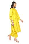 Komal Shah_Yellow Chanderi Embroidery Round Neck Floral Hand Kaftan And Pant Set _Online_at_Aza_Fashions