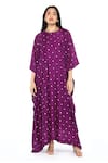 Buy_Komal Shah_Purple Chanderi Embroidery Round Neck Floral Hand Kaftan _at_Aza_Fashions