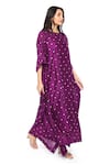Komal Shah_Purple Chanderi Embroidery Round Neck Floral Hand Kaftan _Online_at_Aza_Fashions