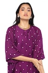 Buy_Komal Shah_Purple Chanderi Embroidery Round Neck Floral Hand Kaftan _Online_at_Aza_Fashions