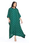 Buy_Komal Shah_Green Chanderi Embroidery Round Neck Flower Hand Kaftan _at_Aza_Fashions
