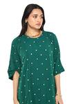 Buy_Komal Shah_Green Chanderi Embroidery Round Neck Flower Hand Kaftan _Online_at_Aza_Fashions