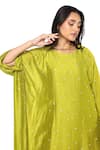 Buy_Komal Shah_Green Chanderi Embroidery Round Neck Hand Kaftan _Online_at_Aza_Fashions