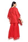 Shop_Komal Shah_Red Chanderi Embroidery Round Neck Hand Kaftan With Gharara _at_Aza_Fashions