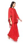 Komal Shah_Red Chanderi Embroidery Round Neck Hand Kaftan With Gharara _Online_at_Aza_Fashions