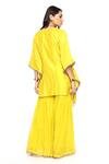 Shop_Komal Shah_Yellow Chanderi Embroidery Round Neck Floral Hand Kaftan With Gharara _at_Aza_Fashions