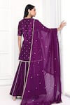 Shop_Komal Shah_Purple Kurta And Palazzo Chanderi Hand Embroidery Floral Round Neck Set _at_Aza_Fashions