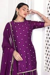 Buy_Komal Shah_Purple Kurta And Palazzo Chanderi Hand Embroidery Floral Round Neck Set _Online_at_Aza_Fashions