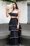 THE IASO_Black Paper Poplin Lining Voile Ryo Tiered Skirt Set _Online