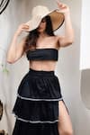 Buy_THE IASO_Black Paper Poplin Lining Voile Ryo Tiered Skirt Set _Online