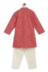 Shop_Tiber Taber_Red Cotton Gota Patti, Embroidery Bandhani Print Kurta Set _at_Aza_Fashions