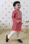 Buy_Tiber Taber_Red Cotton Gota Patti, Embroidery Bandhani Print Kurta Set _Online_at_Aza_Fashions
