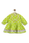 Tiber Taber_Green Cotton Printed And Embellished Bandhani Peplum Kurta & Salwar Set  _at_Aza_Fashions