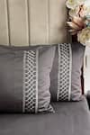 Shop_Sadyaska_Grey 100% Cotton Zigzag Pattern Bedsheet Set _at_Aza_Fashions