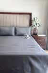 Buy_Sadyaska_Grey Cotton Rich Embroidered Bedsheet With Chevron Pattern Pillow Covers _at_Aza_Fashions