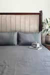 Buy_Sadyaska_Grey Cotton Rich Embroidered Bedsheet With Chevron Pattern Pillow Covers _Online_at_Aza_Fashions