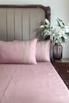 Shop_Sadyaska_Pink Cotton Rich Embroidered Pastel Bedsheet With Pillow Covers Set _at_Aza_Fashions