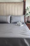 Buy_Sadyaska_Grey Cotton Rich Embroidered Bedsheet And Diandra Pattern Pillow Covers Set _at_Aza_Fashions