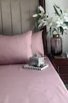 Buy_Sadyaska_Pink Cotton Rich Lisse Plain Bedsheet Set_at_Aza_Fashions