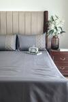 Buy_Sadyaska_Grey Cotton Rich Maroc Solid Bedsheet Set_at_Aza_Fashions