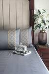 Shop_Sadyaska_Grey Cotton Rich Maroc Solid Bedsheet Set_at_Aza_Fashions