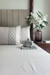 Shop_Sadyaska_Ivory Cotton Rich Maroc Plain Bedsheet Set_at_Aza_Fashions