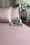 Shop_Sadyaska_Pink Cotton Rich Maroc Plain Bedsheet Set_at_Aza_Fashions