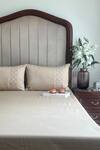 Buy_Sadyaska_Beige Cotton Rich Maroc Solid Bedsheet Set_at_Aza_Fashions