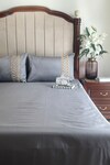 Buy_Sadyaska_Grey Cotton Rich Zenith Solid Bedsheet Set_at_Aza_Fashions