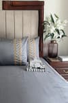 Shop_Sadyaska_Grey Cotton Rich Zenith Solid Bedsheet Set_at_Aza_Fashions