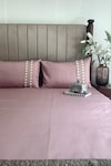 Buy_Sadyaska_Pink Cotton Rich Zenith Plain Bedsheet Set_at_Aza_Fashions