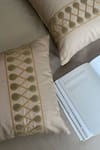 Sadyaska_Beige Cotton Rich Zenith Solid Bedsheet Set_Online_at_Aza_Fashions