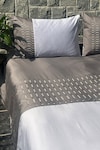 Shop_Sadyaska_Grey 100% Cotton Thread Embroidered Elvis Bedsheet Set_at_Aza_Fashions