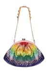 Shop_Lovetobag_Multi Color Embellished Dysis Tourmaline Rainbow Pouch With Nina Handle _at_Aza_Fashions