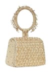 Buy_Lovetobag_Gold Embellished Joel Mini Trapezium Clutch With Bangle Handle_Online_at_Aza_Fashions