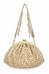 Lovetobag_Gold Embellished Joel Crystal Soft Pouch With Handle_Online_at_Aza_Fashions