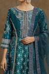 Shop_Samyukta Singhania_Blue Anarkali And Pant Silk Embroidered Floral Round Set _Online_at_Aza_Fashions